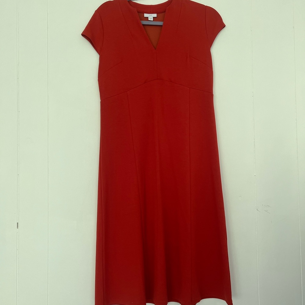 J. Jill Monterey Knit Midi Dress Orange Red Rust Fall Size XS - Picture 8 of 16